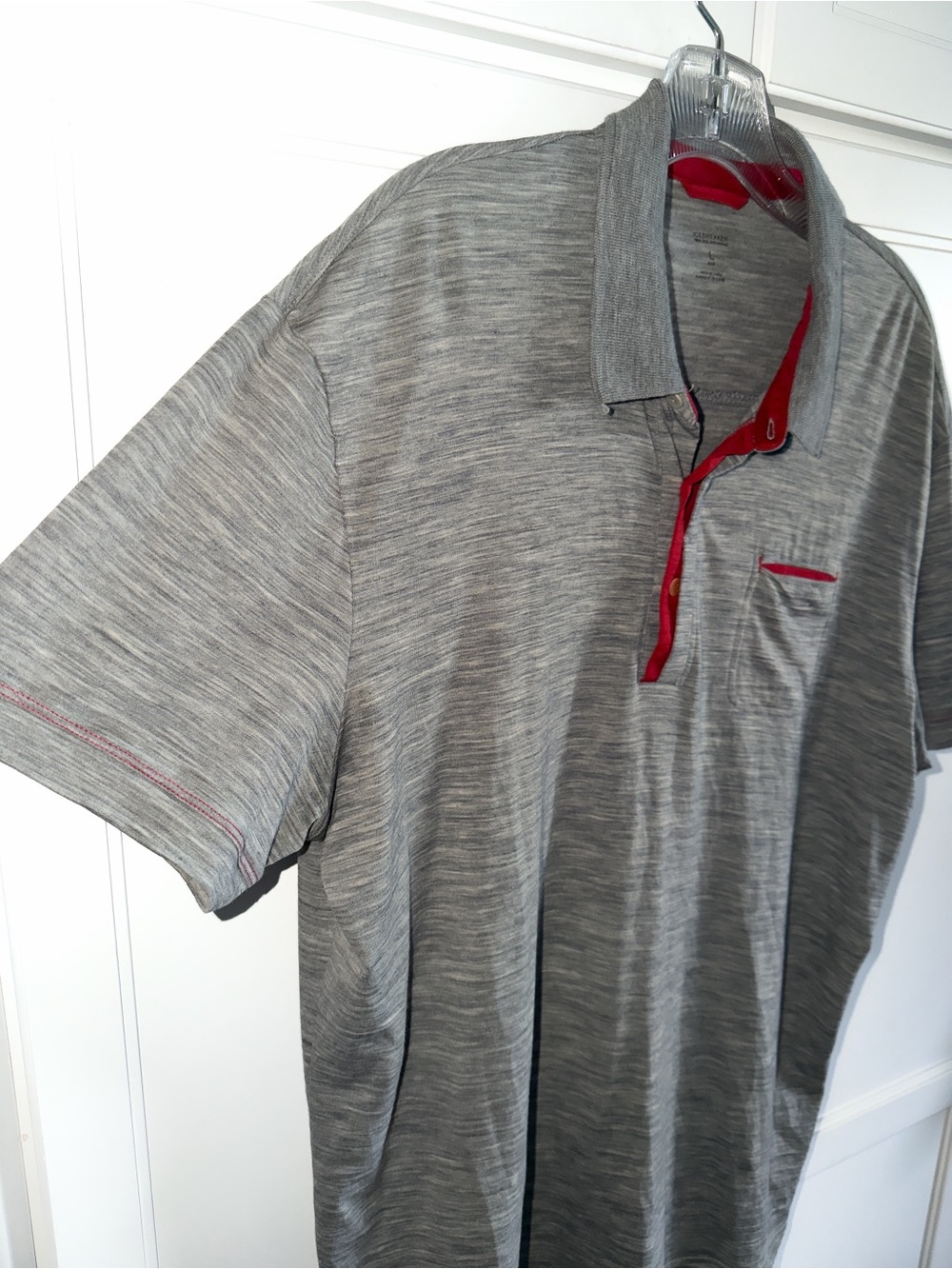Icebreaker Quattro Short Sleeve Polo Gray/Red Trim Metro Sz Large Merino Wool - Picture 6 of 10